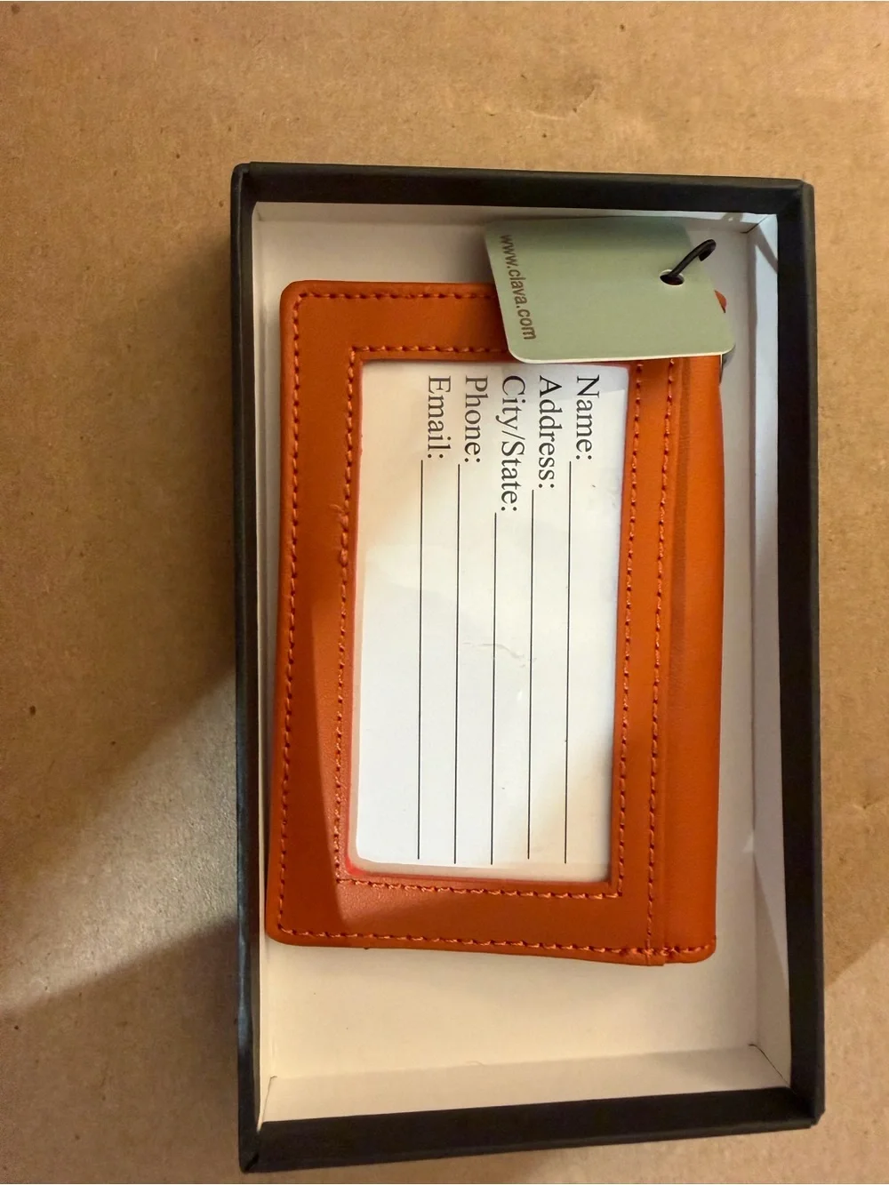 Orange Leather Card Holder Key Wallet CLAVA